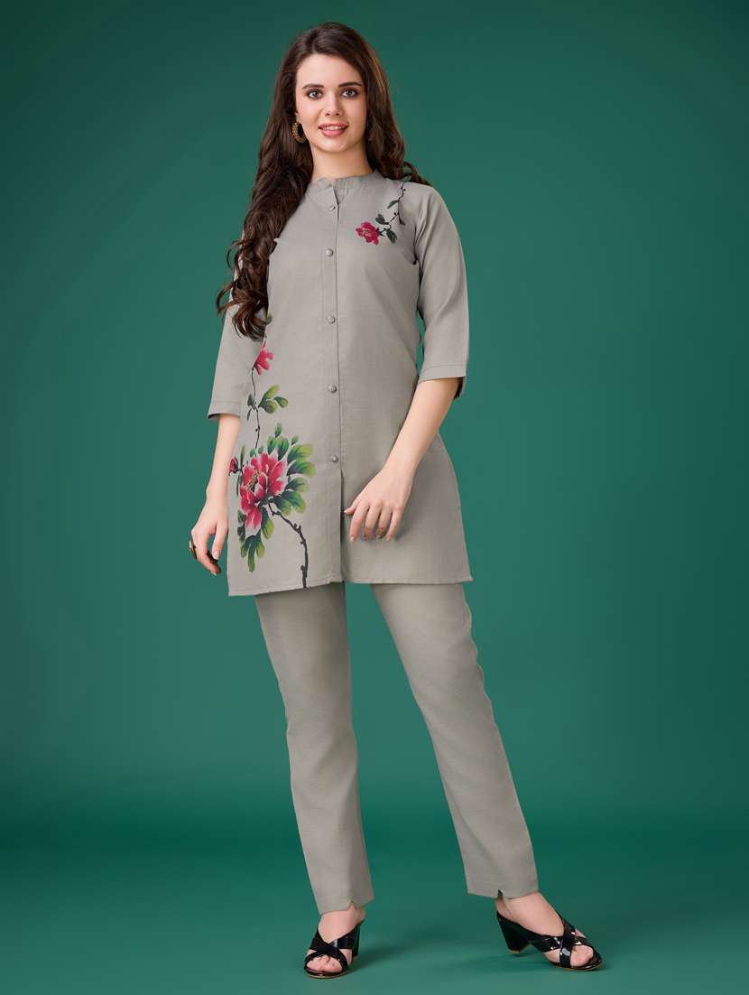 grey floral print co-ord set