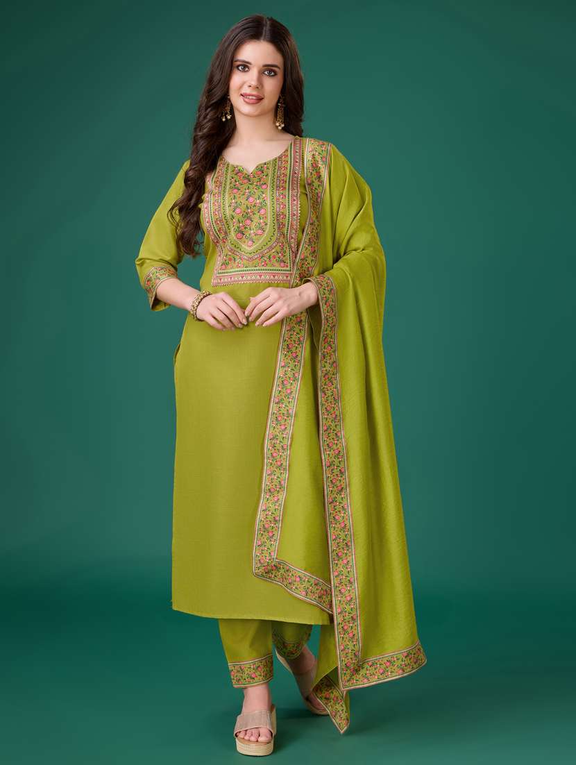 women placement print kurta pant with dupatta set - 21102908 - Standard Image - 1