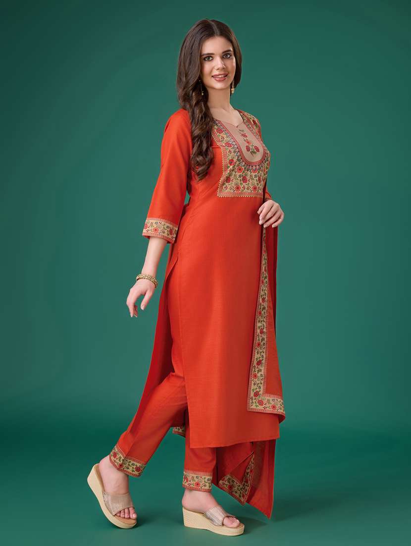 women three quarter sleeve kurta pant with dupatta set - 21102909 - Standard Image - 1