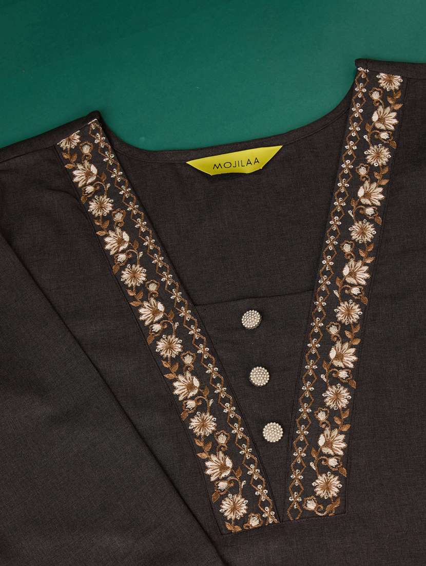 women neck embroidered co-ord set - 21102927 - Standard Image - 4