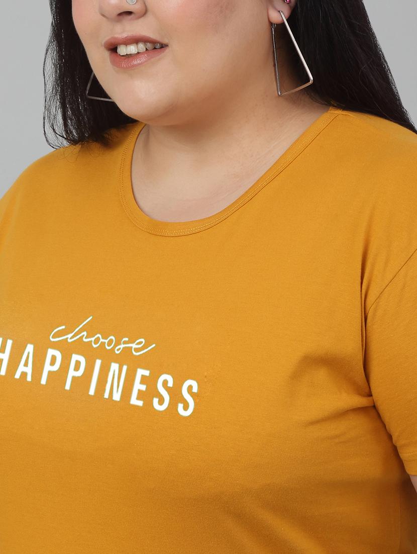 women round neck chest print plus size t-shirt - 21103045 - Standard Image - 4