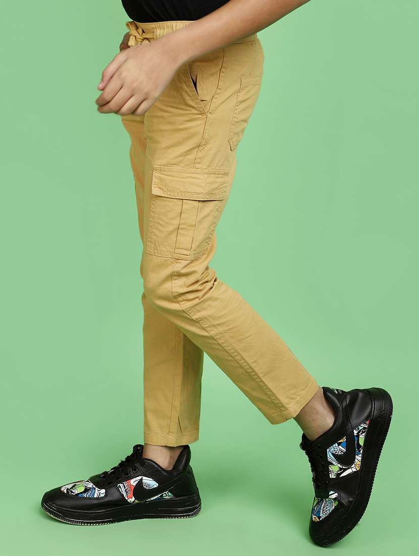 boys regular fit solid casual cargo - 21103203 -  Standard Image - 1