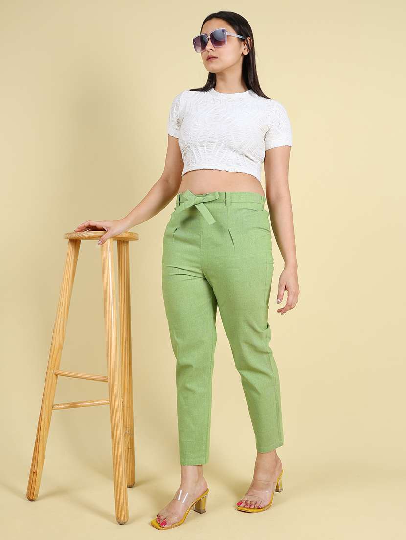 women solid cotton cigarette pant - 21103290 -  Standard Image - 4
