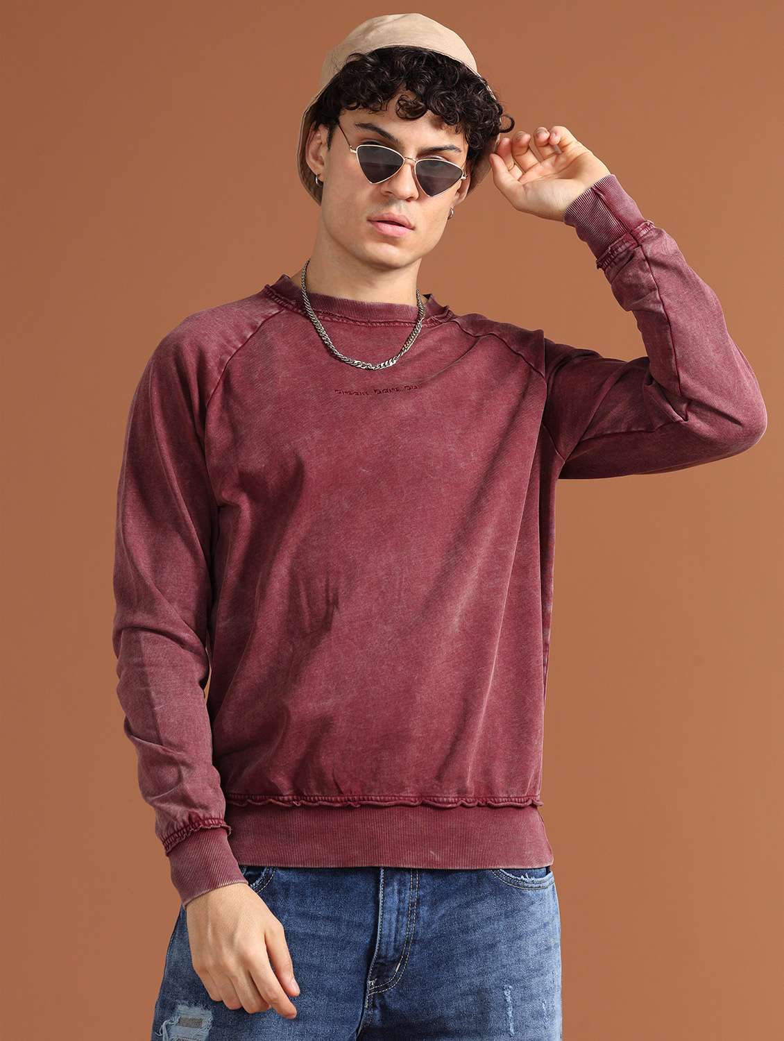 men long sleeved chest printed sweatshirt - 21103304 -  Standard Image - 1