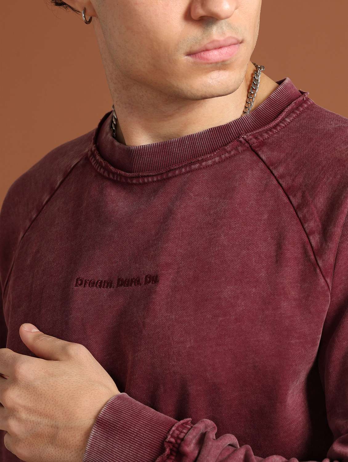 men long sleeved chest printed sweatshirt - 21103304 -  Standard Image - 4