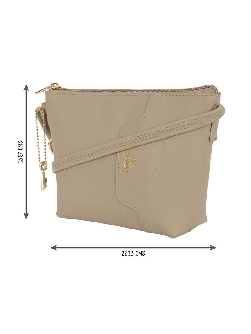 solid beige sling bag - 21103310 -  Standard Image - 4