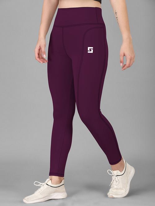 women solid high rise yoga pants - 21103386 - Standard Image - 0