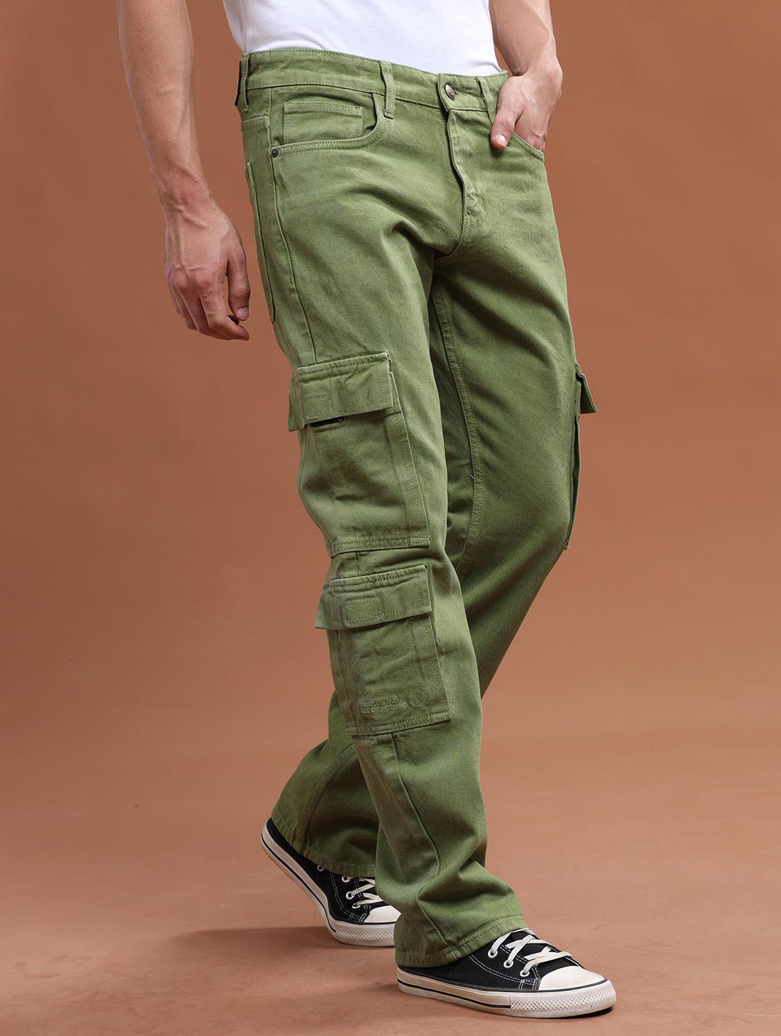 men mid rise plain cargo jeans - 21104052 -  Standard Image - 1