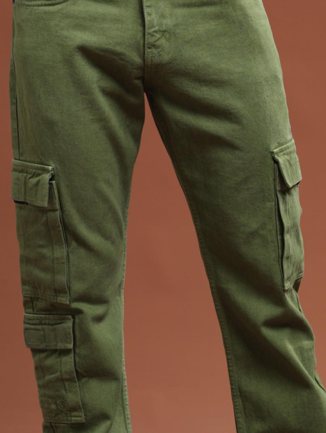 men mid rise plain cargo jeans - 21104052 - Standard Image - 4