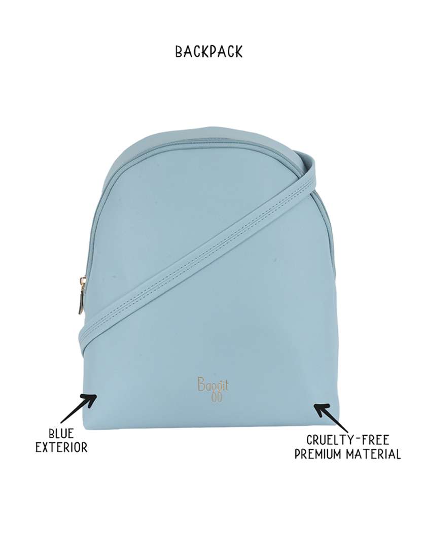 solid light blue detailed backpack - 21104081 -  Standard Image - 1