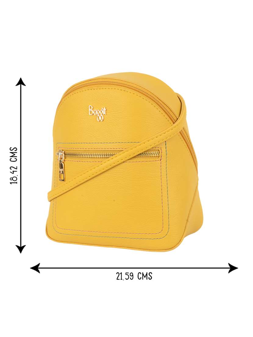 solid yellow detailed backpack - 21104082 -  Standard Image - 4