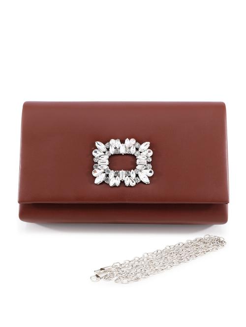 solid brown leather regular clutch - 21104091 -  Standard Image - 0