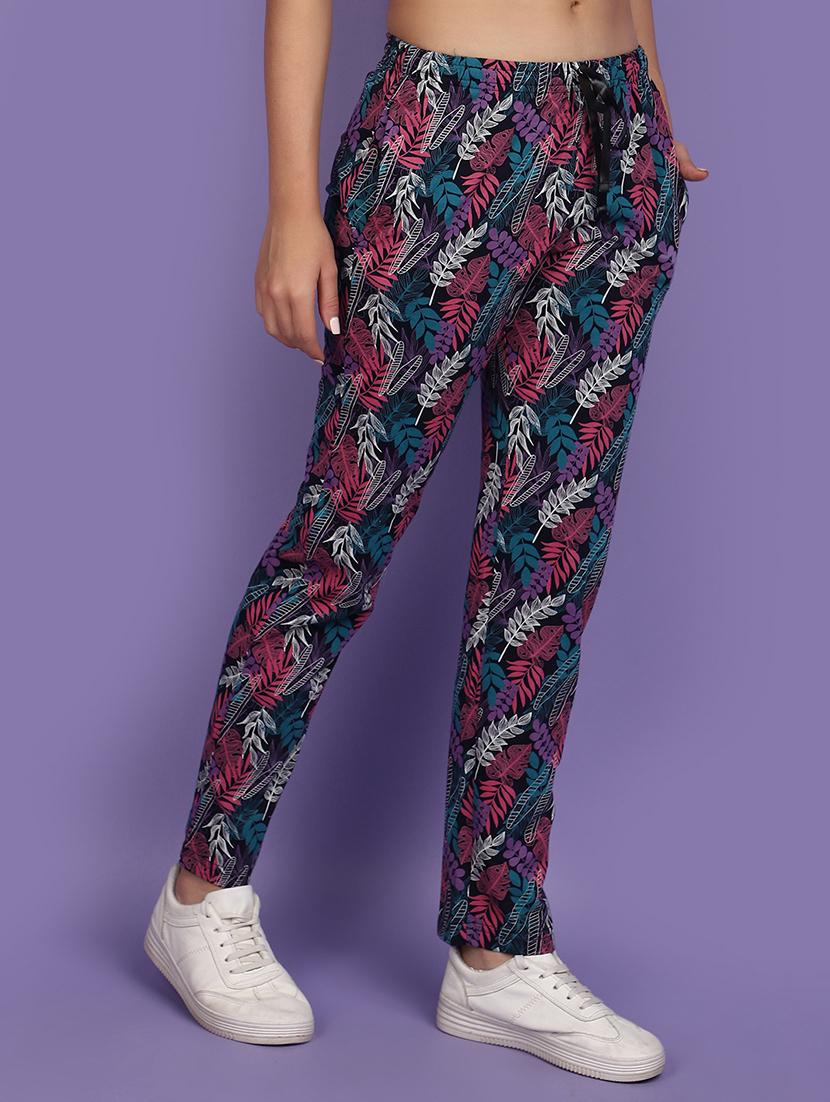 women printed mid rise track pant - 21104183 - Standard Image - 1