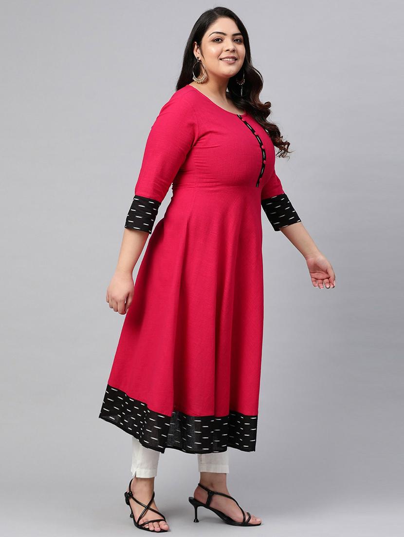 women three quarter sleeves a-line kurta - 21104240 - Standard Image - 1
