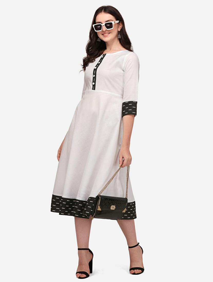 white printed detailed dress - 21104242 - Standard Image - 1
