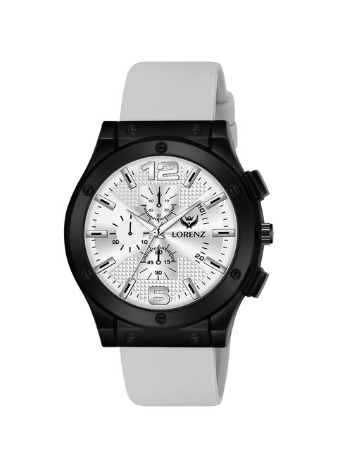 lorenz black dial analog watch with black silicone buckle lock strap | watch for men | mk-4090r - 21104260 - Standard Image - 0
