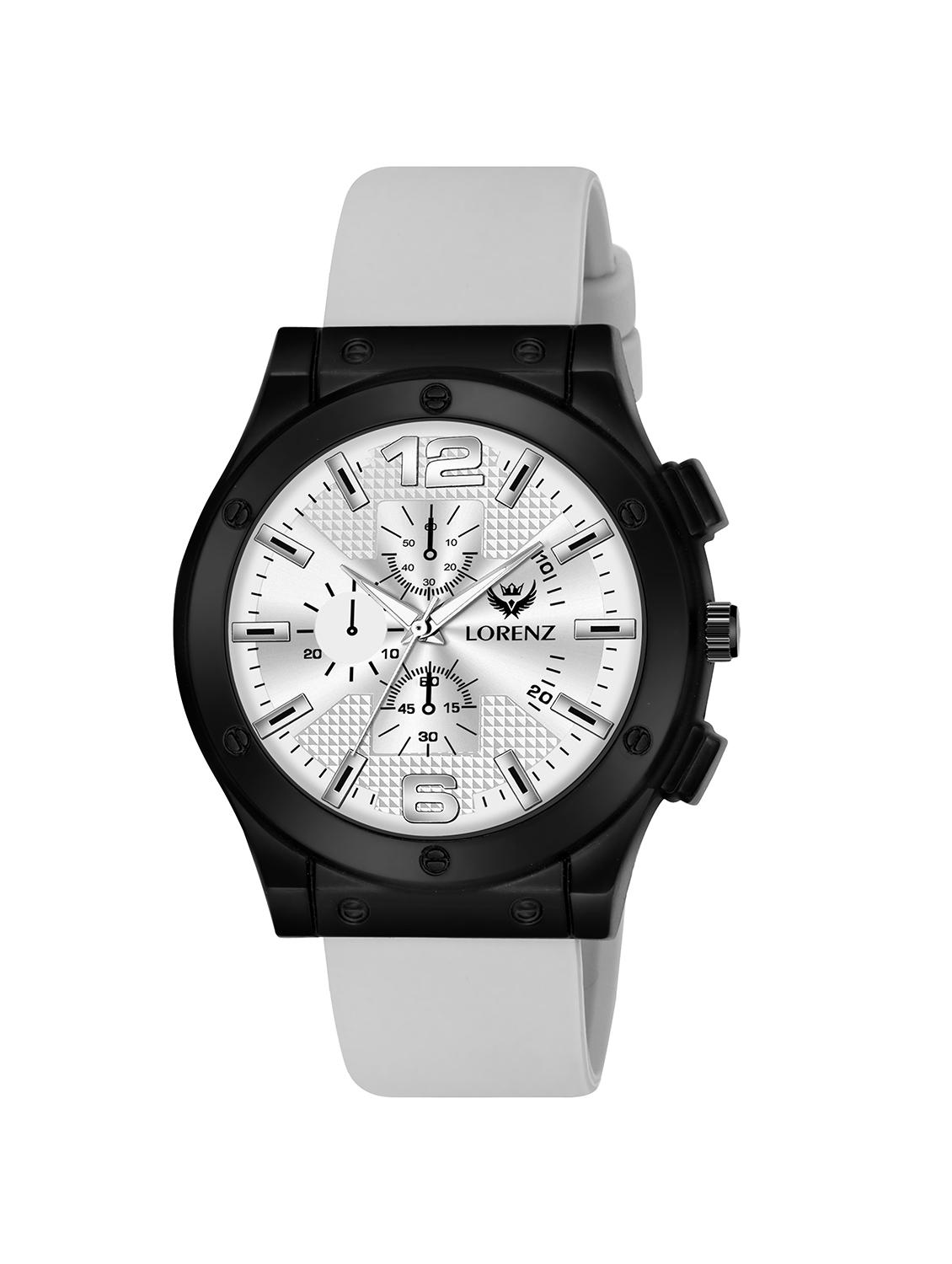 lorenz black dial analog watch with black silicone buckle lock strap | watch for men | mk-4090r - 21104260 - Zoom Image - 0