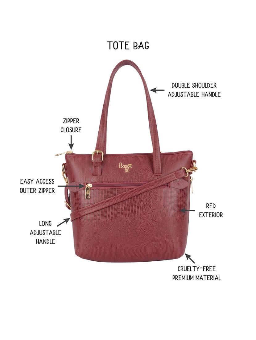 solid maroon detailed tote bag - 21104506 - Standard Image - 4
