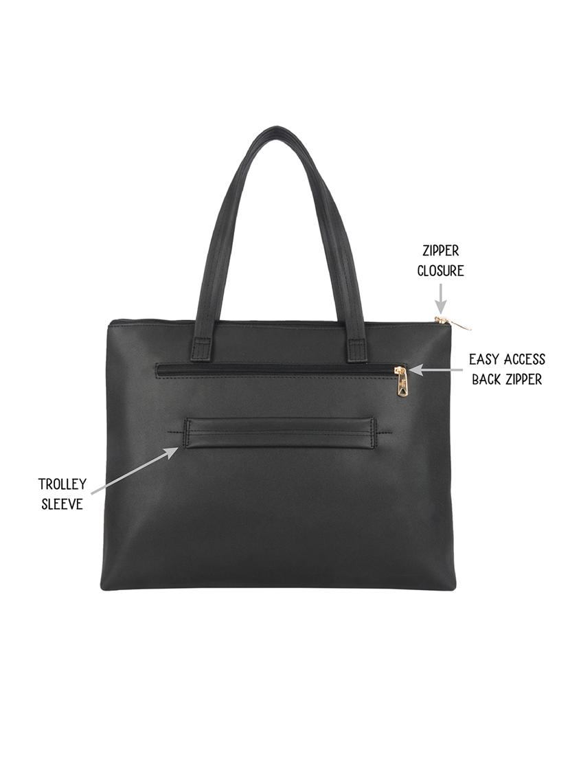 solid black detailed tote bag - 21104515 - Standard Image - 1