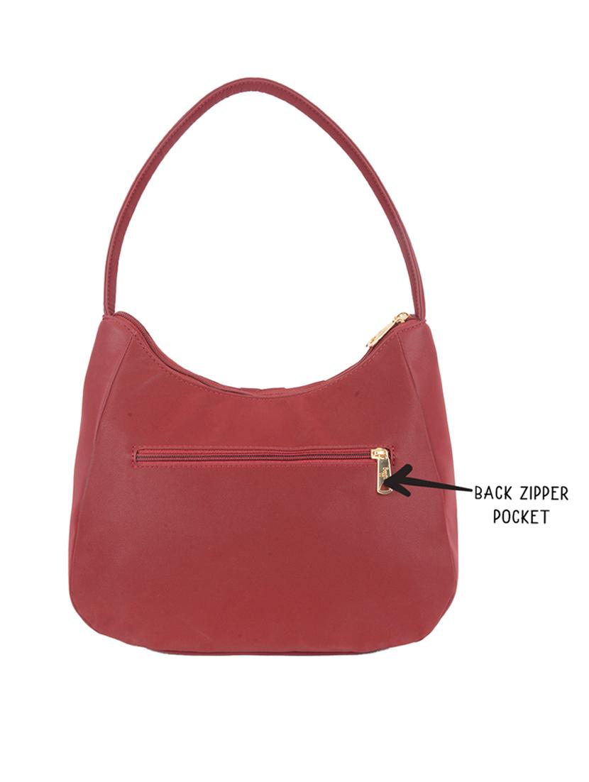 solid red detailed hobo bag - 21104536 - Standard Image - 1