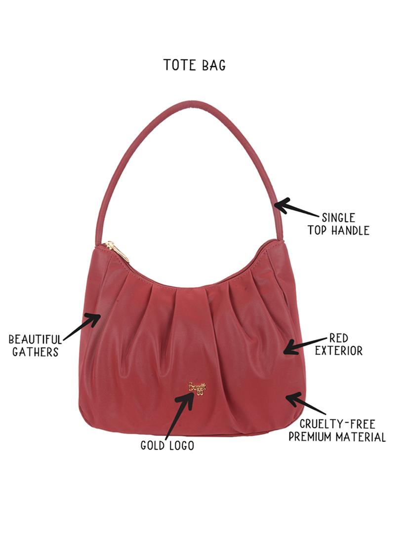 solid red detailed hobo bag - 21104536 - Standard Image - 4
