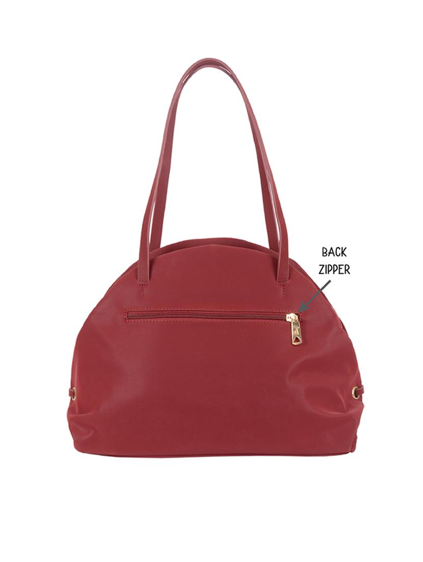 solid maroon detailed handbag - 21107282 -  Standard Image - 1