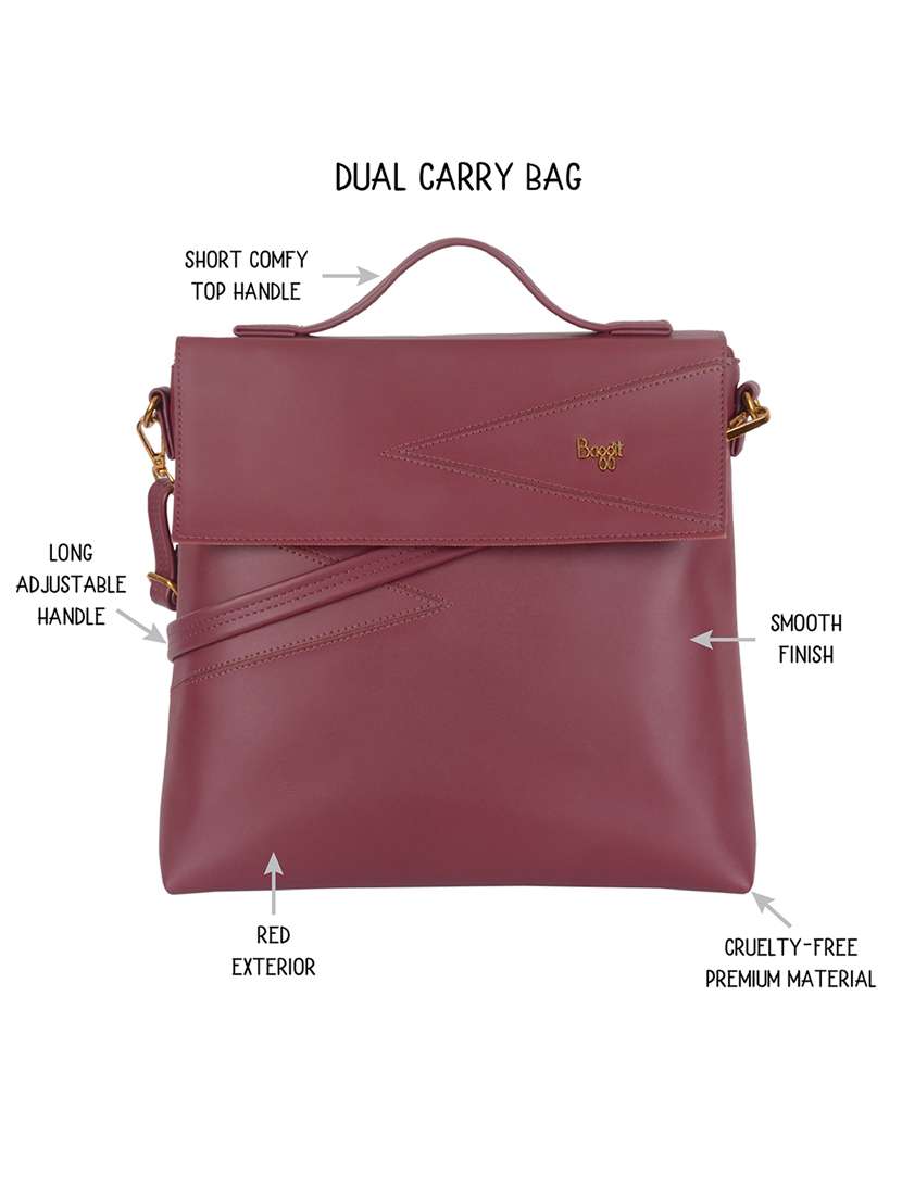 solid red detailed satchel bag - 21107470 -  Standard Image - 4