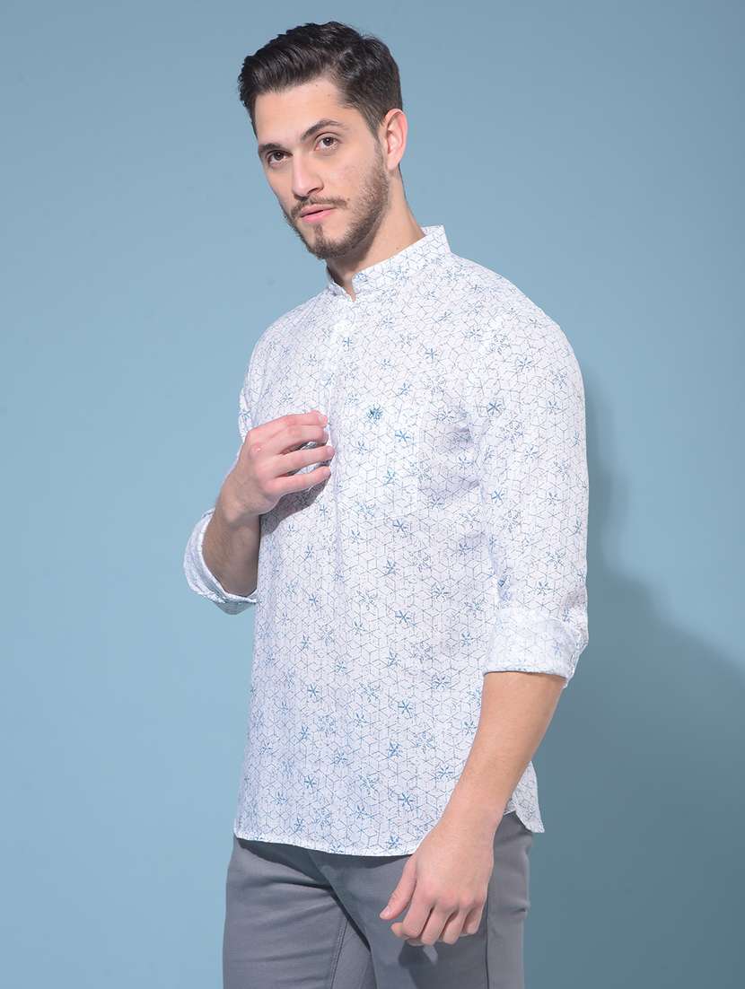 men mandarin collar long sleeve short kurta - 21108742 -  Standard Image - 1