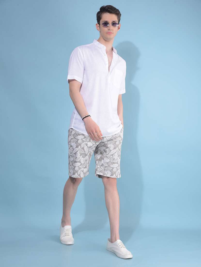 men solid mandarin collar short kurta - 21108755 -  Standard Image - 4