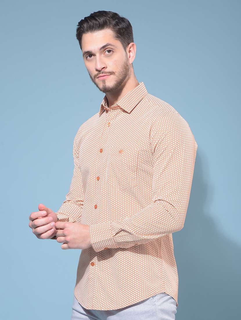 men long sleeved self design casual shirt