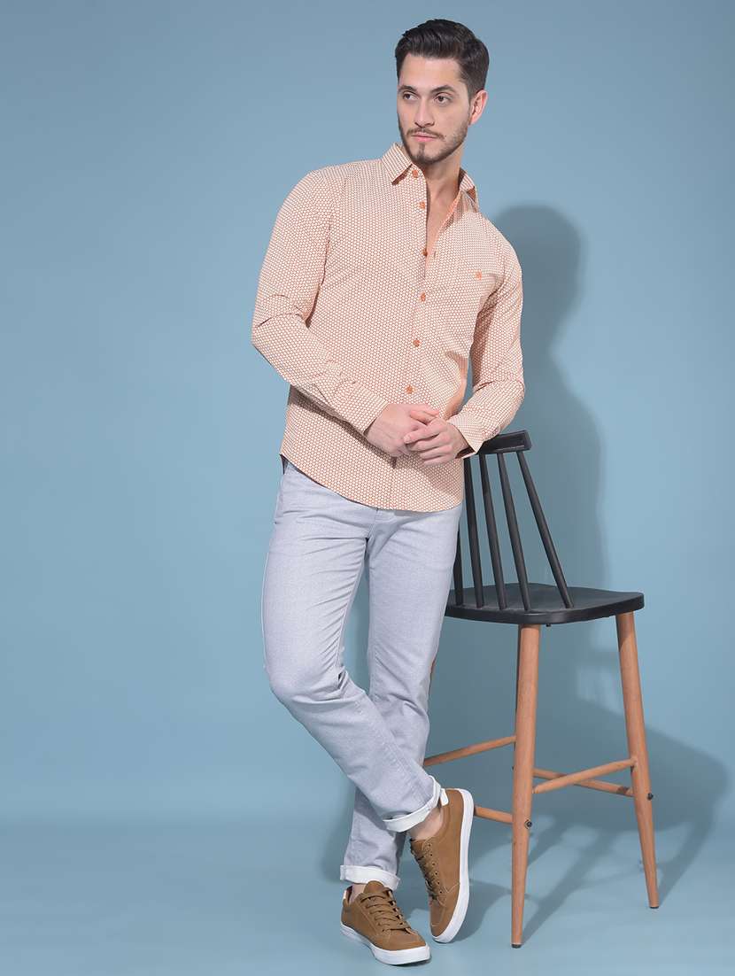 men long sleeved self design casual shirt - 21108902 -  Standard Image - 4
