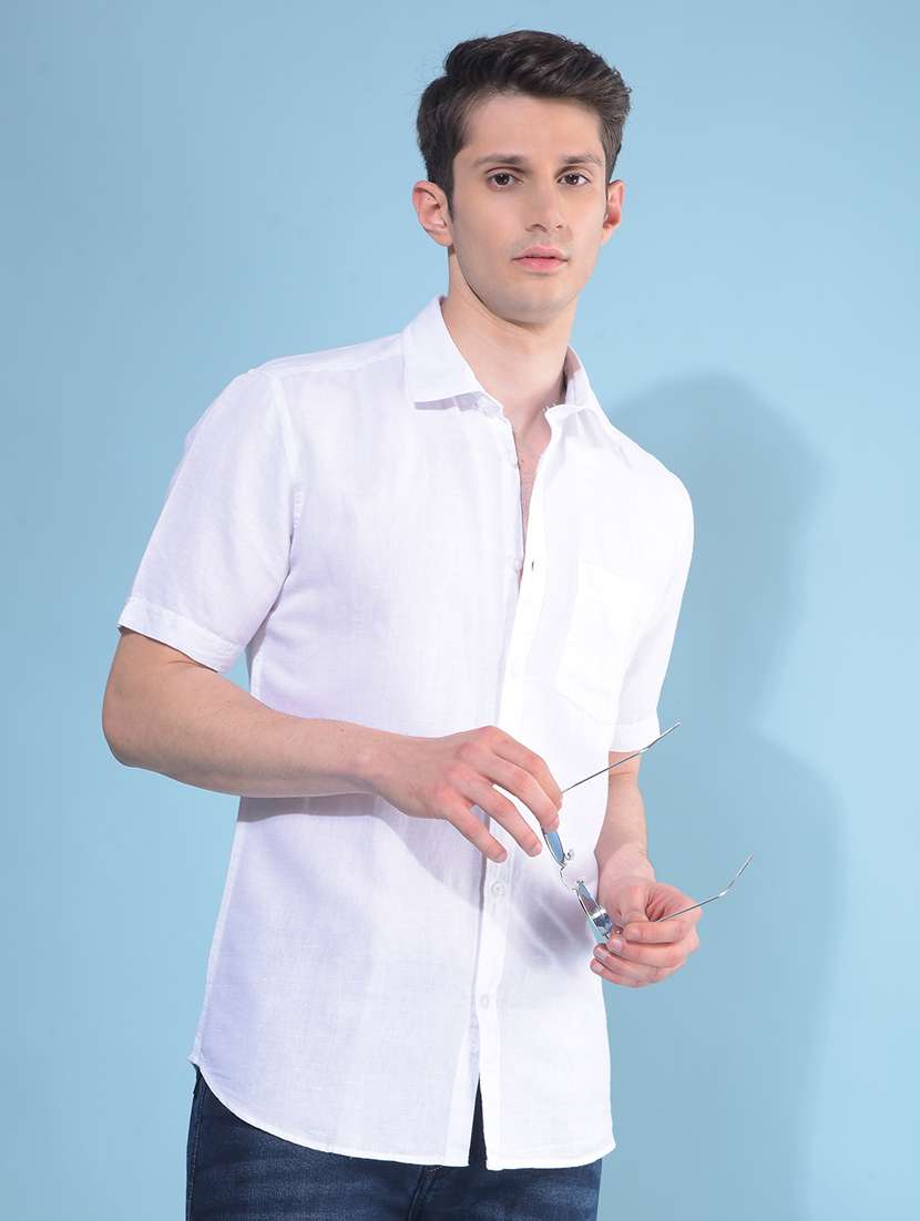 men collared short sleeve casual shirt