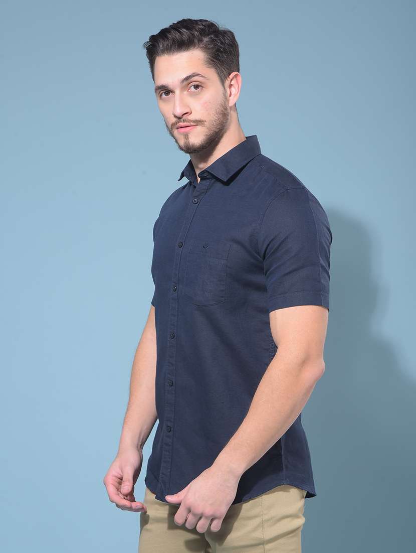 men collared short sleeve casual shirt
