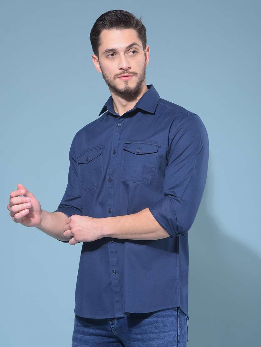 men long sleeved solid casual shirt