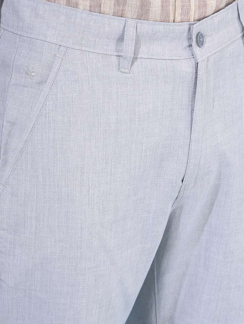 men grey self design flat front trouser - 21109542 - Standard Image - 4