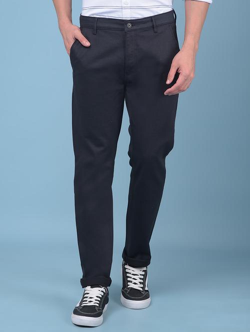 men black solid casual trouser - 21109609 -  Standard Image - 0