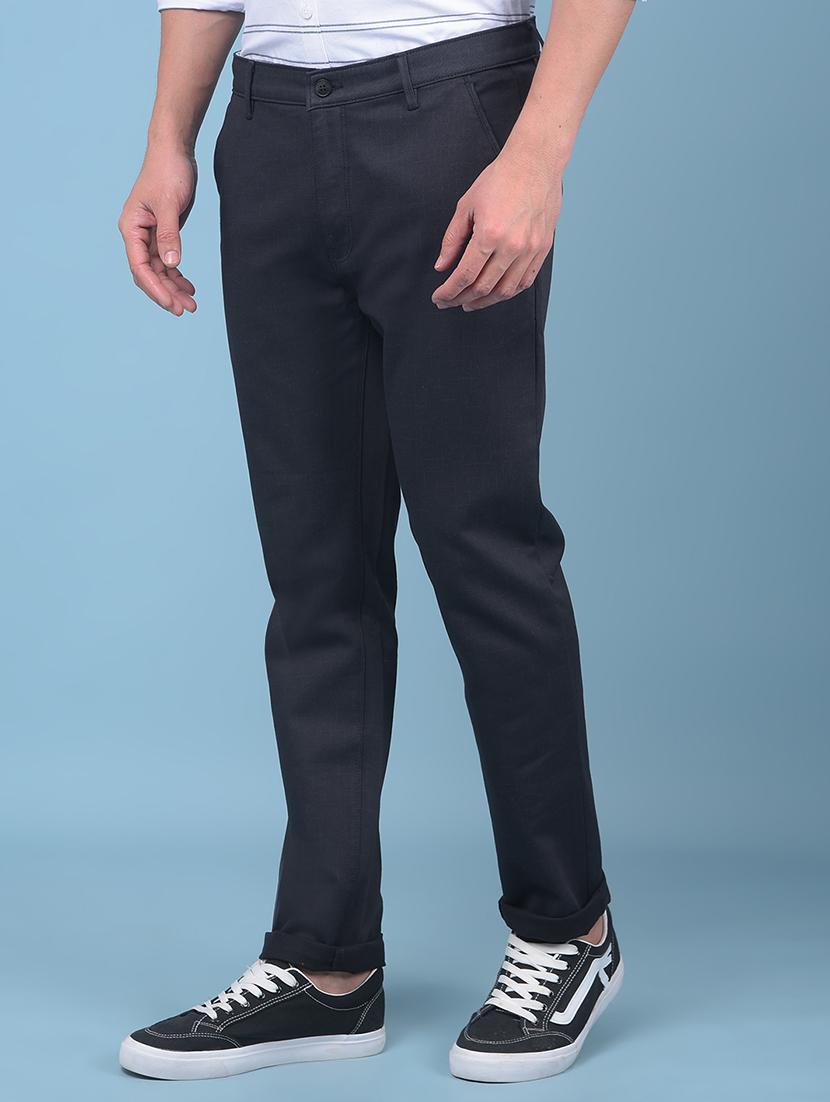 men black solid casual trouser - 21109609 - Standard Image - 1