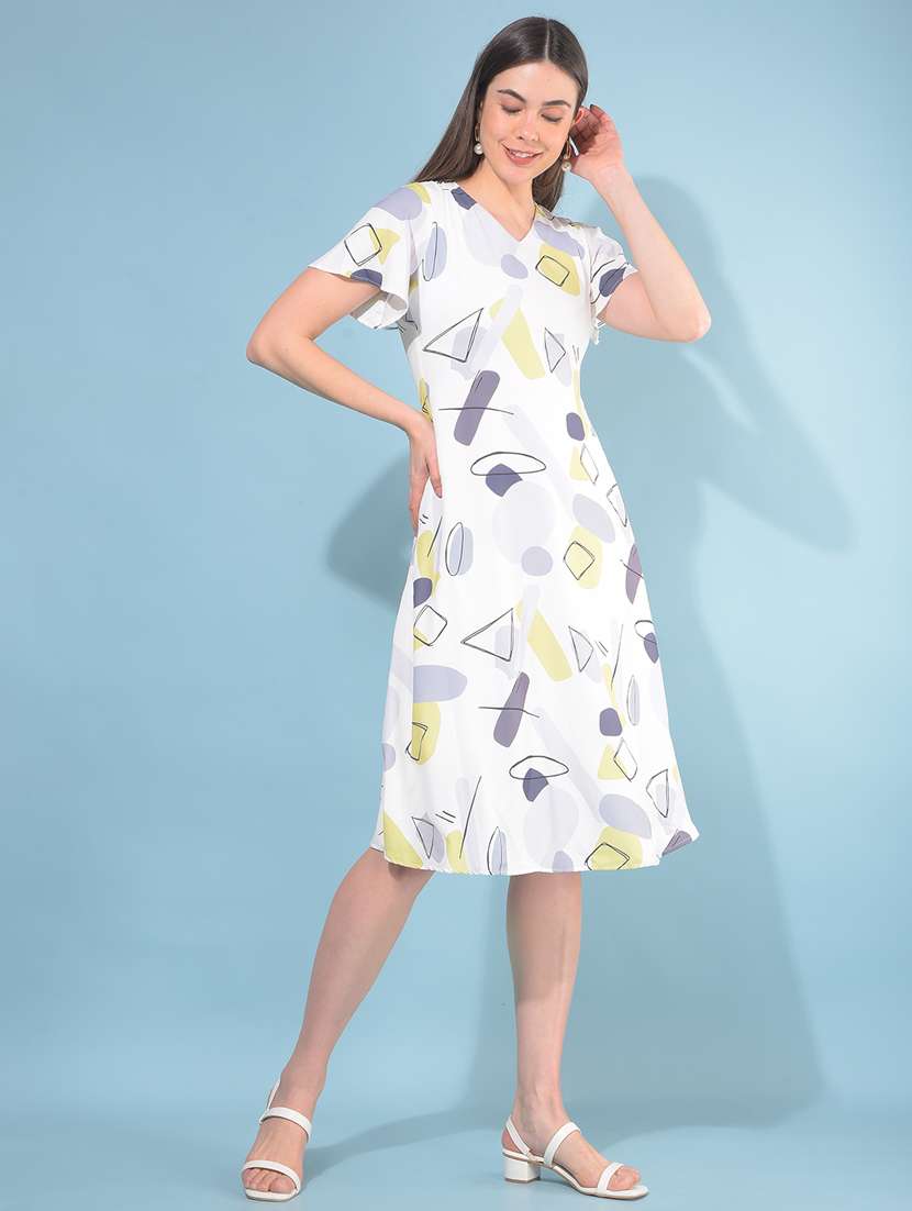 women printed bell sleeves a-line dress - 21109912 -  Standard Image - 1