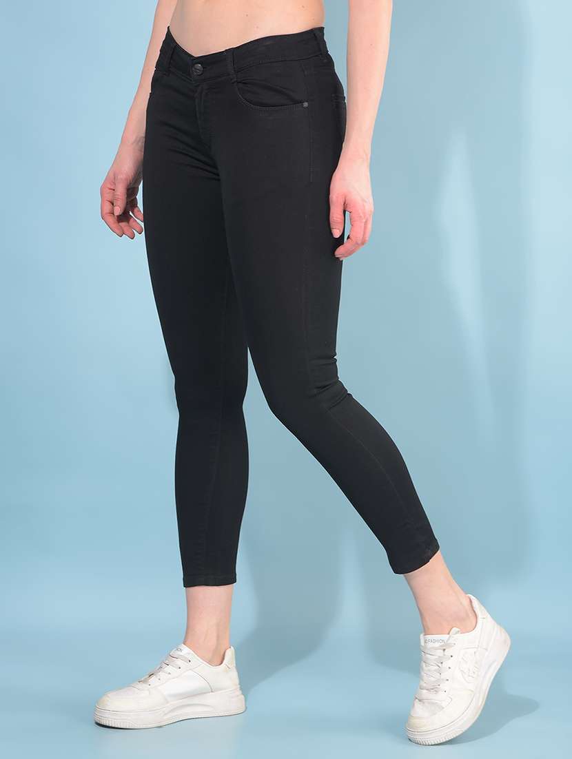 women solid mid rise slinny fit jean - 21110008 -  Standard Image - 1