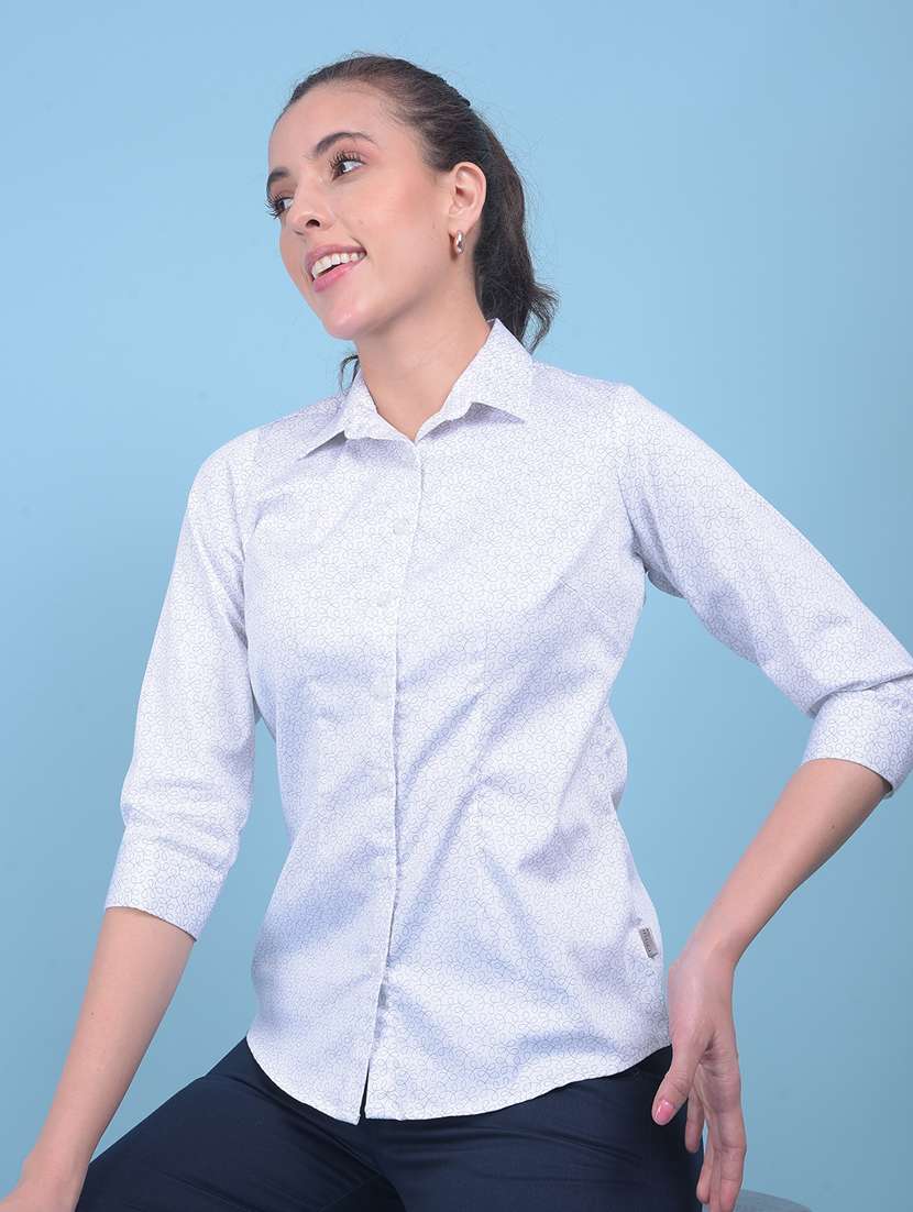 women printed collared shirt