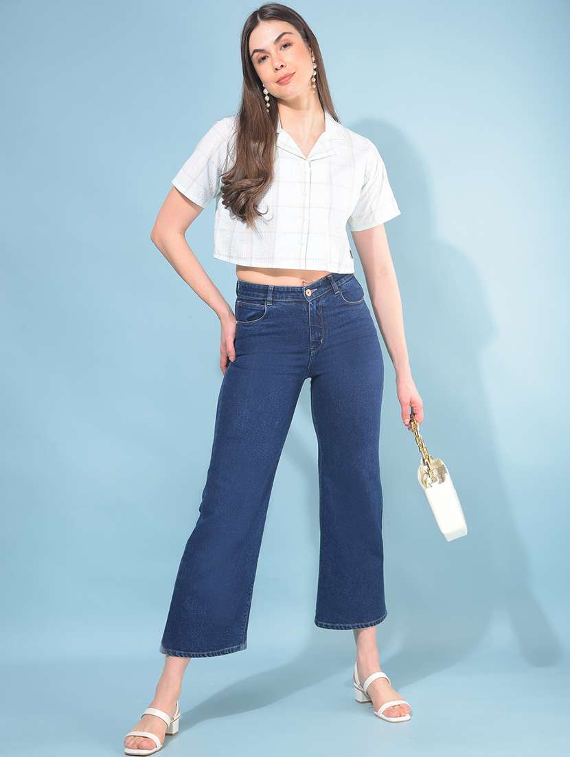 women checkered collared crop shirt - 21110838 -  Standard Image - 4