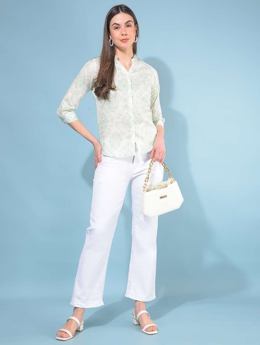 women printed mandrain neck shirt - 21110842 -  Standard Image - 4