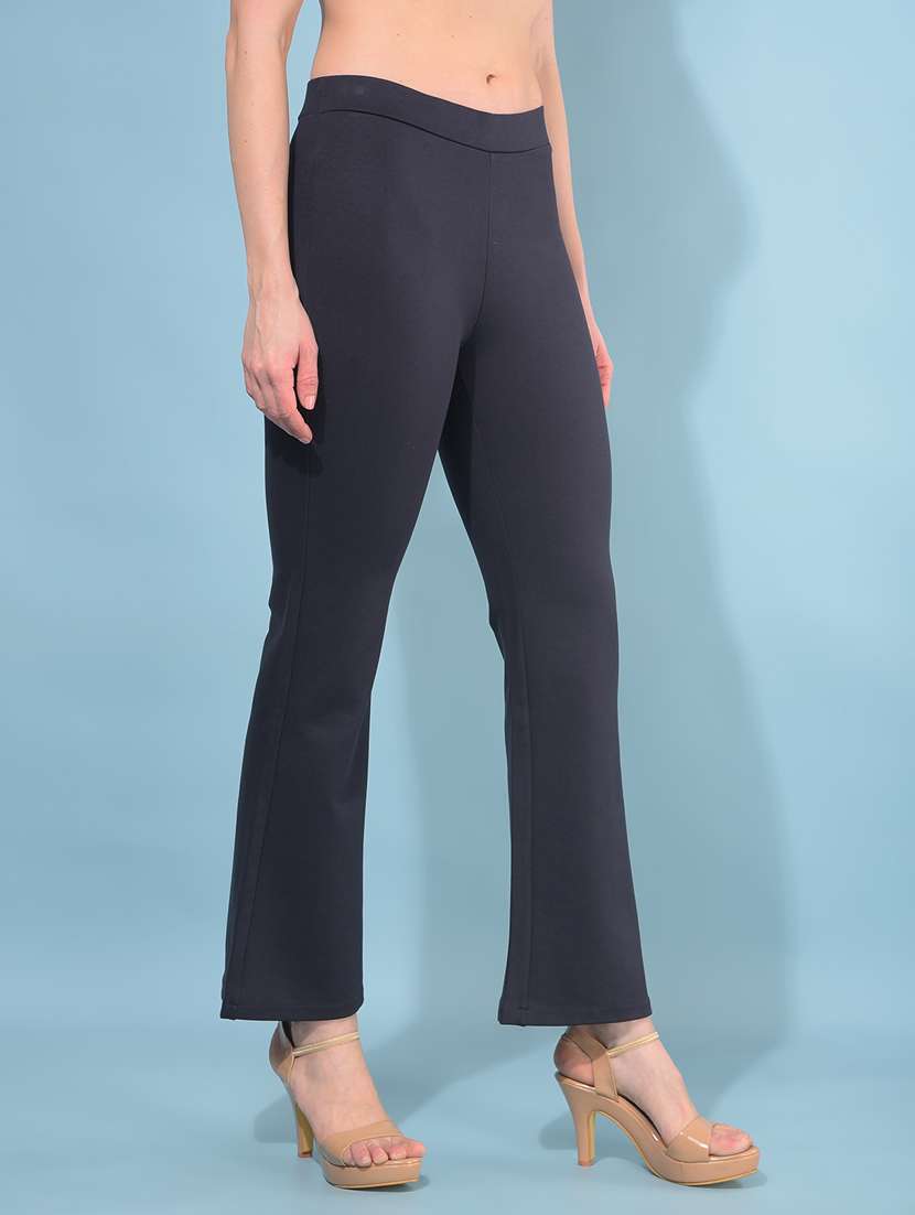 women solid mid rise bootcut trouser - 21111082 -  Standard Image - 1