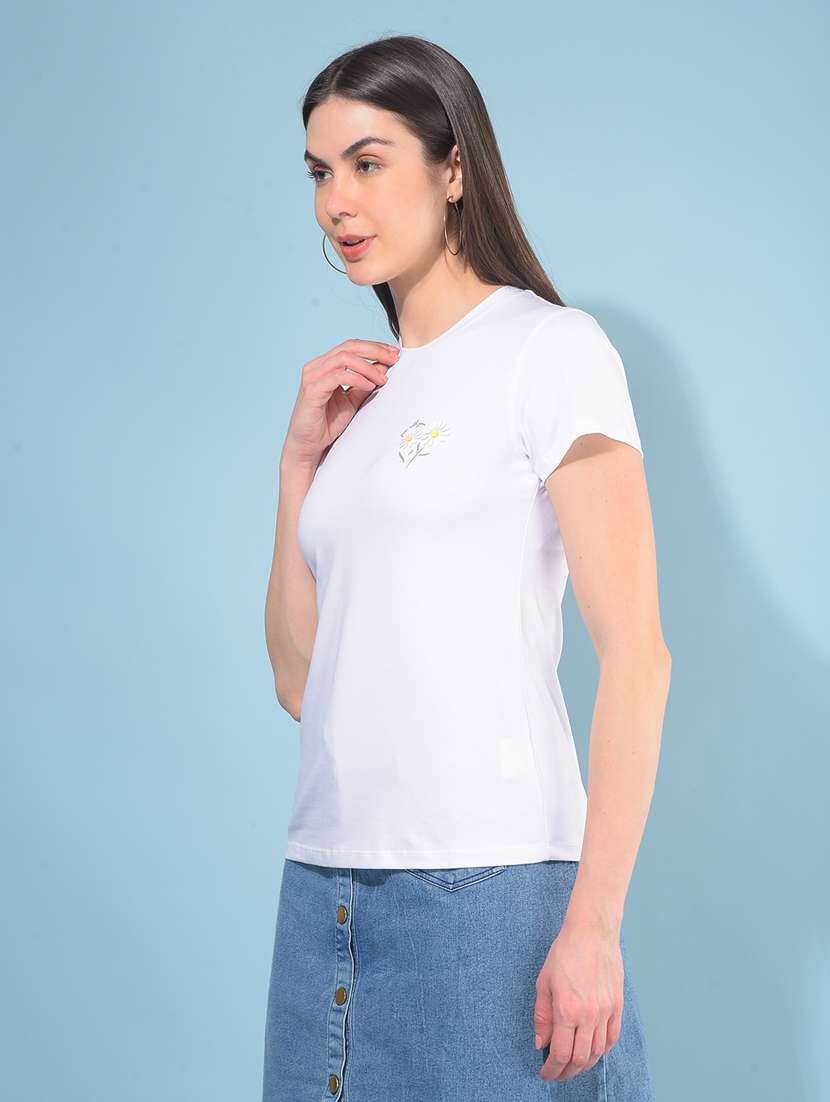 women short sleeves placement t-shirt