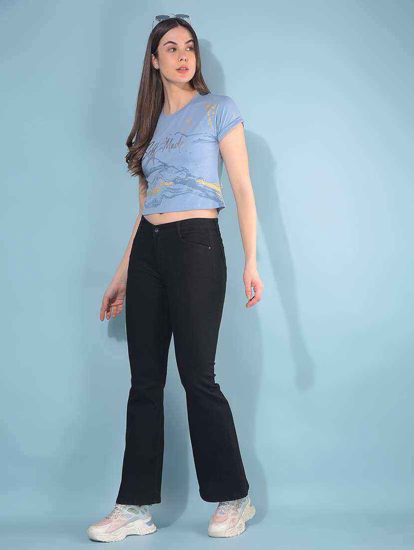 women short sleeves front print crop t-shirt - 21111282 -  Standard Image - 4