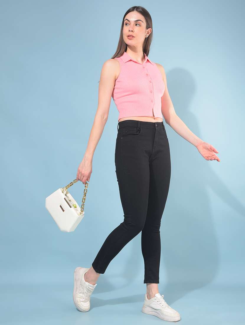 women solid sleeveless crop top - 21111297 -  Standard Image - 4