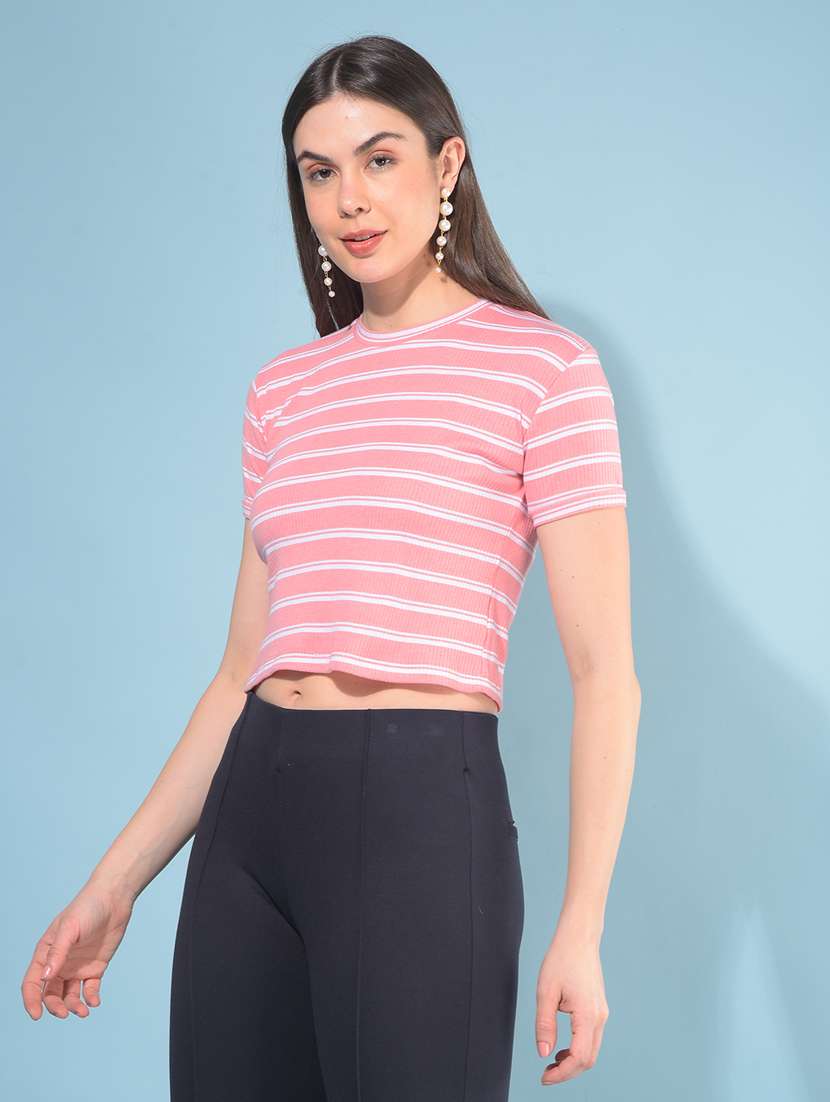 Women Striped Crop Top