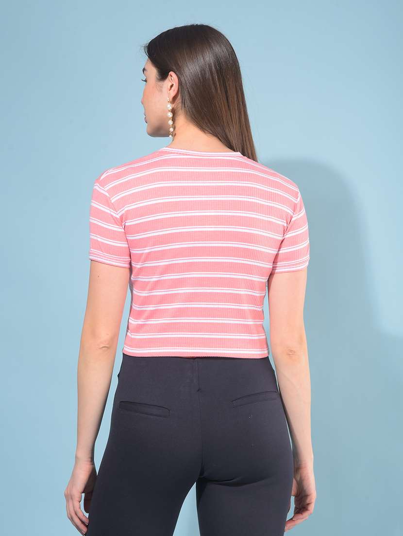 Women Striped Crop Top