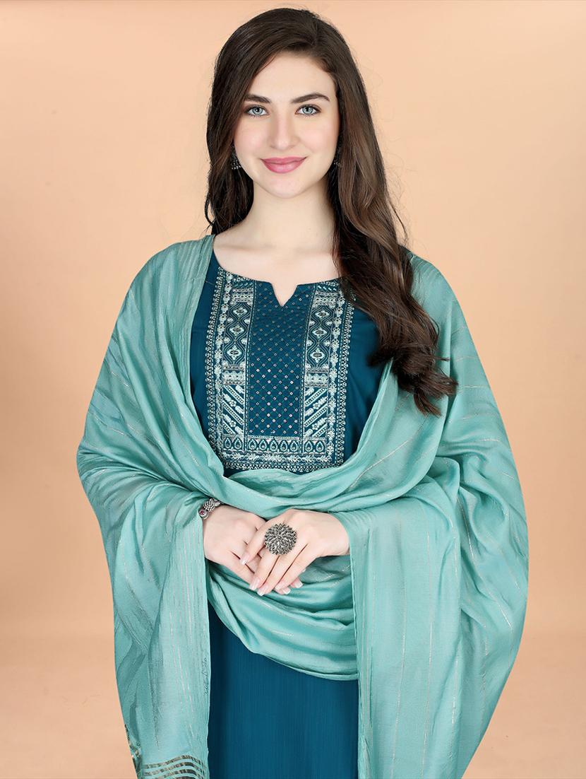 teal cotton kurta pant set - 21112848 - Standard Image - 4