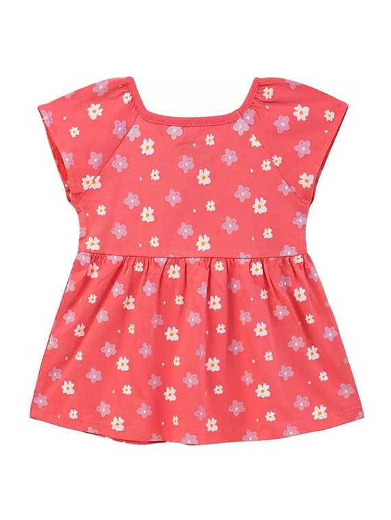 red floral printed cotton frock